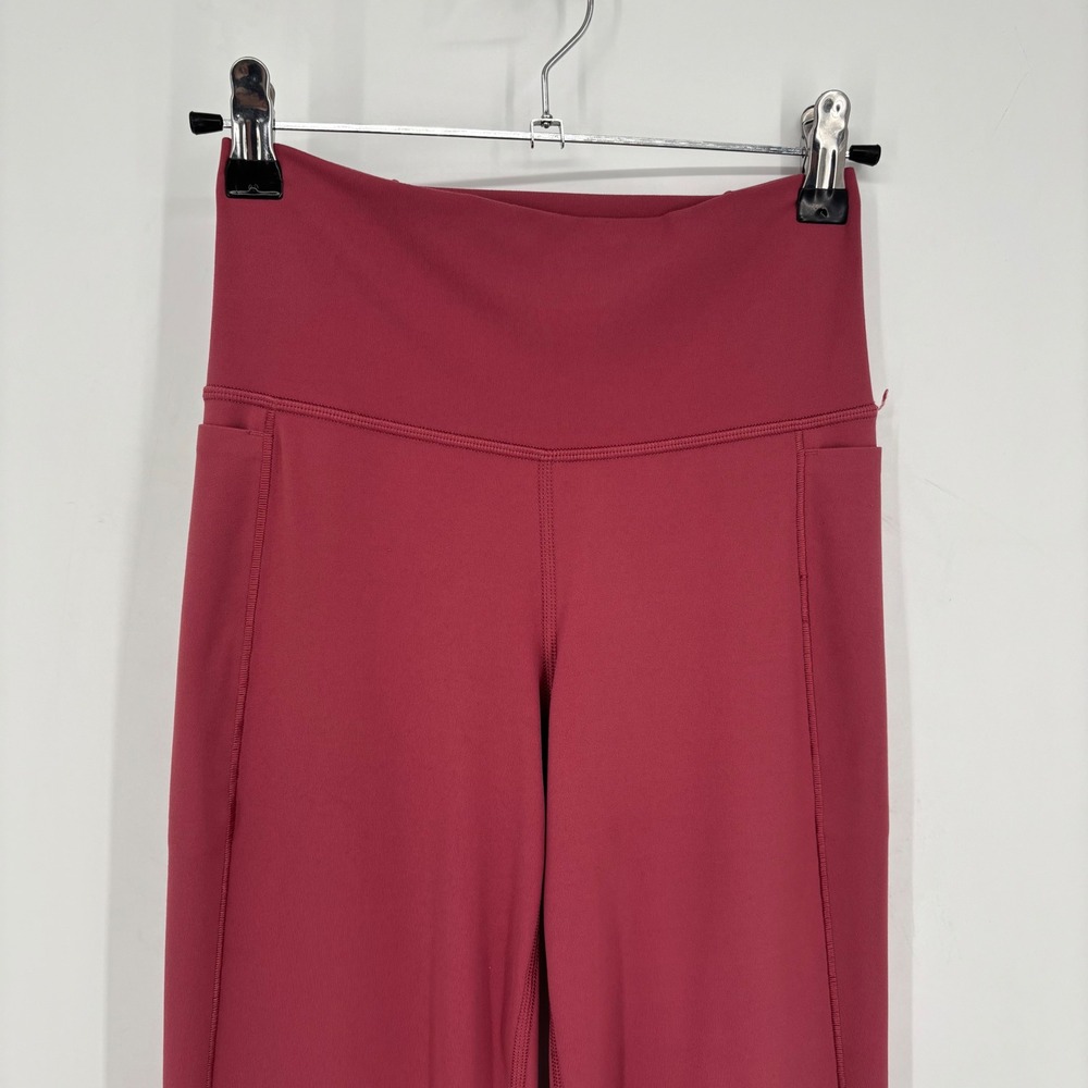 Athleta Transcend Stash Crop Side Slit Hem Pants Berry Pink High Rise Size Small - Picture 3 of 12